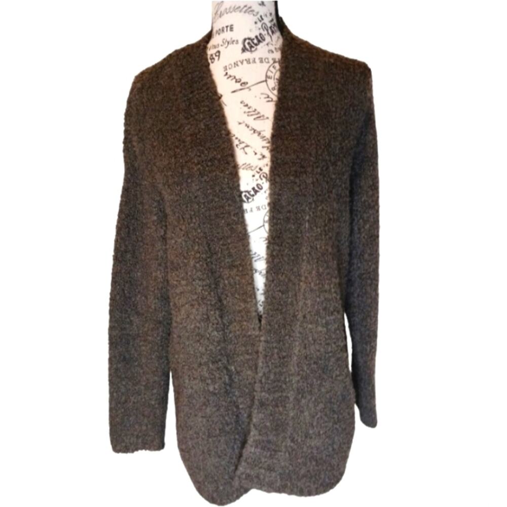 Pure Jill Olive green wool blend open front cardigan. Size S